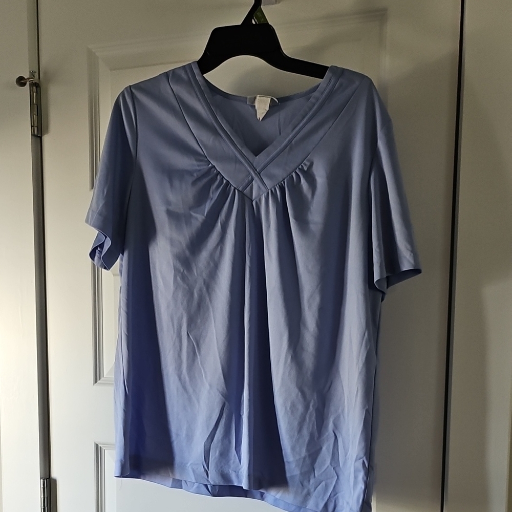 Blair Women's Soft Blue V-Neck Blouse